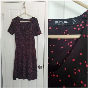 Black and red print Nasty Gal midi dress